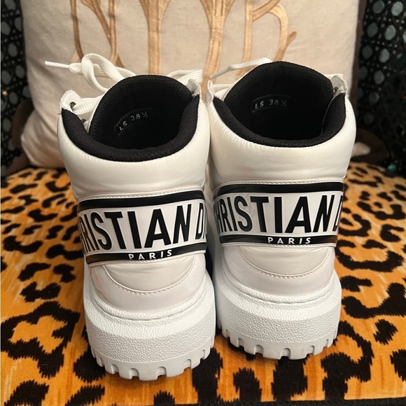 CHRISTIAN DIOR Nylon Fabric Womens D-Player High Top Sneakers White & Black - Picture 5 of 15